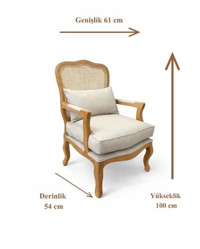 Etna Doğal Ahşap Hazeranlı Berjer El İşçiliği Modern Şık Tasarım