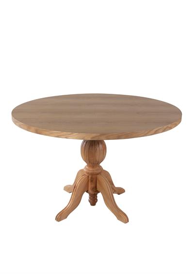 Eva Doğal Ahşap Yuvarlak Masa Takımı 100x100 cm - 4 Doğal Ahşap Naturel Hazeranlı Sandalye Modern Şık Tasarım