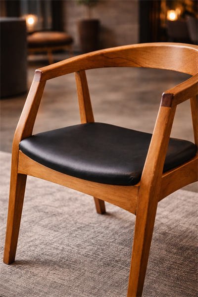 Falez Natural Ahşap Kayın Sandalye Detaylı İşçilik Modern Şık Tasarım