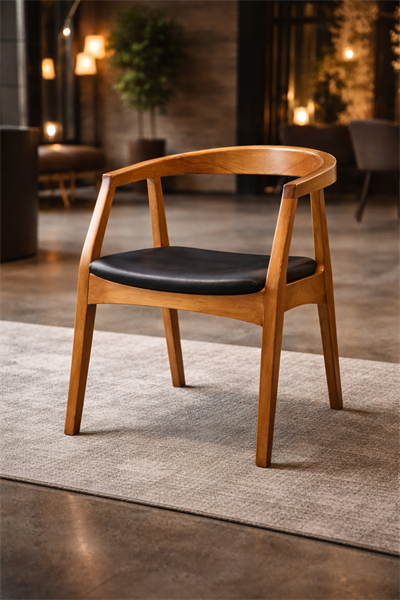 Falez Natural Ahşap Kayın Sandalye Detaylı İşçilik Modern Şık Tasarım