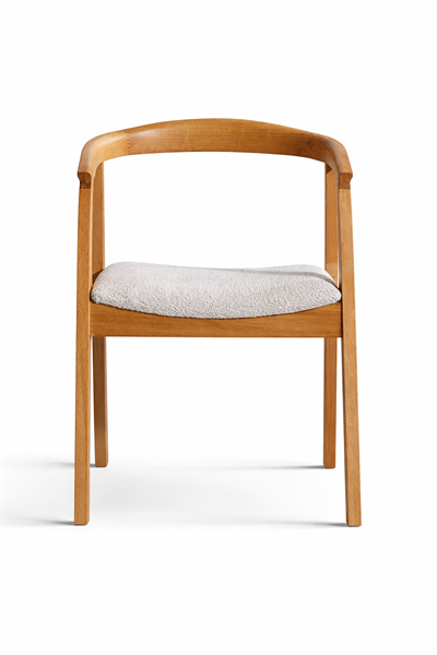 Falez Natural Kayın Ahşap Kolçaklı Sandalye Detaylı İşçilik Modern Şık Tasarım