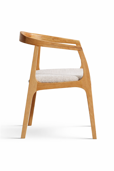 Falez Natural Kayın Ahşap Kolçaklı Sandalye Detaylı İşçilik Modern Şık Tasarım