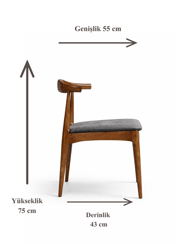 Felce Doğal Ahşap Döşemeli Ceviz Sandalye El İşçiliği Bohem İskandinav Tasarım