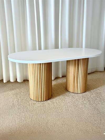 Fiona Beyaz Tabla Naturel Ayaklı Oval Ahşap Masa Takımı 170x90 Cm - 6 Naturel Renk Hazeranlı Sandalye Bohem & İskandinav Şık Tasarım