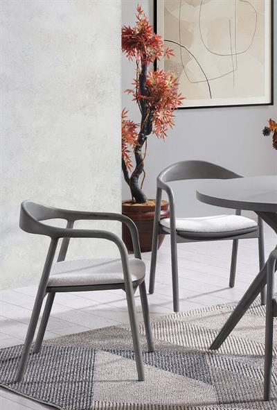 Florya Doğal Ahşap Masa Takımı Gri Renk 100x100 Cm - 4 Adet Sandalye Bohem & İskandinav Şık Tasarım