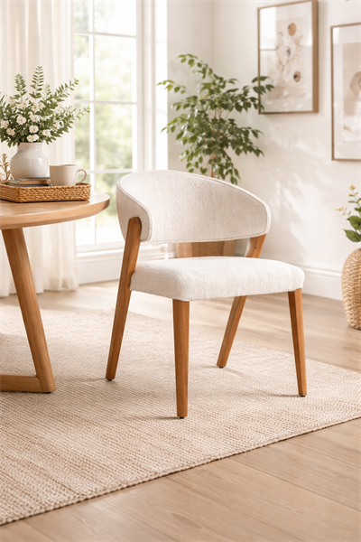 Fresia Doğal Ahşap Döşemeli Ceviz Sandalye El İşçiliği  Bohem İskandinav Tasarım