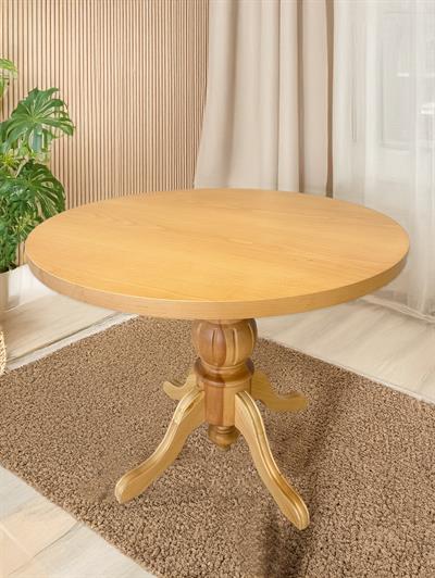 Galata Ahşap Naturel Yuvarlak Masa Takımı 90x90 Cm - 4 Naturel Hazeranlı Sandalye İskandinav Şık Tasarım