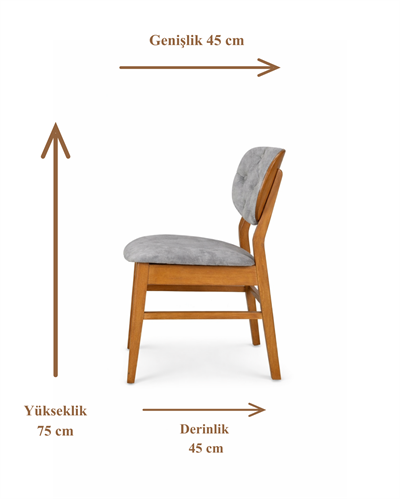 Gauva Doğal Ahşap  Döşemeli Ceviz Sandalye El İşçiliği Klasik Tarz