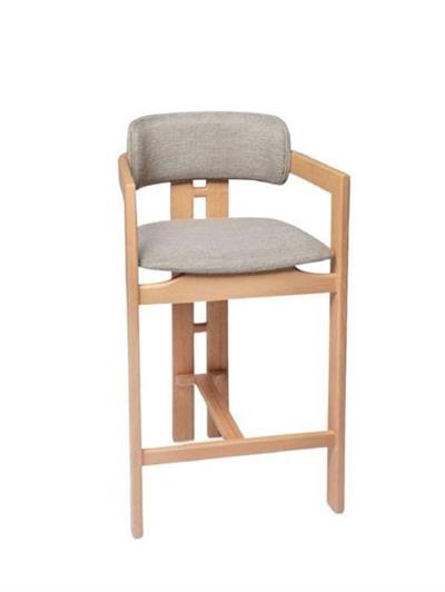 Gelsa T Modeli Doğal Ahşap  Döşemeli Naturel Kolçaklı Bar Sandalye El İşçiliği Bohem İskandinav Tasarım