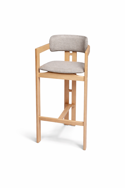 Gelsa T Modeli Doğal Ahşap  Döşemeli Naturel Kolçaklı Bar Sandalye El İşçiliği Bohem İskandinav Tasarım