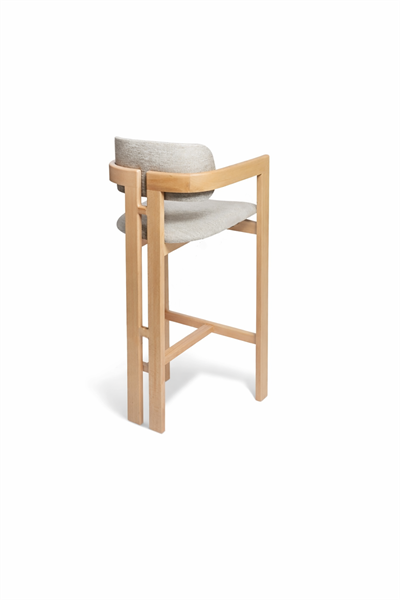 Gelsa T Modeli Doğal Ahşap  Döşemeli Naturel Kolçaklı Bar Sandalye El İşçiliği Bohem İskandinav Tasarım