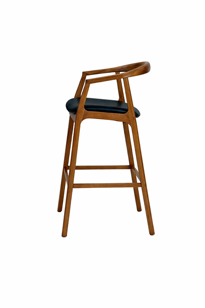 Girasole Doğal Ahşap Döşemeli Ceviz Kollu Bar Sandalye El İşçiliği Modern İskandinav Tasarım