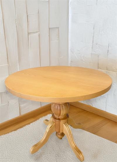 Glory Naturel Renk Yuvarlak Ahşap Masa Takımı 90x90 Cm - 4 Naturel Renk Hazeranlı Sandalye İskandinav Şık Tasarım