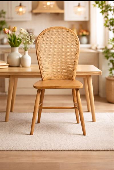 Hasırlı Ahşap Sandalye | Fırın Kurusu Kayın Ağacı Natural Renk