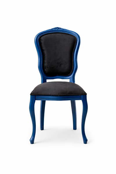 İndigo Doğal Kayın Ahşap Çivit Mavisi Renk Döşemeli Sandalye Detaylı İşçilik Modern Şık Tasarım