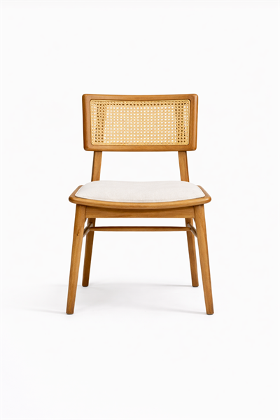 İskandinav Hazeran Ahşap Sandalye – Bohem Tasarım Doğal Ahşap Sandalye Modeli 2026