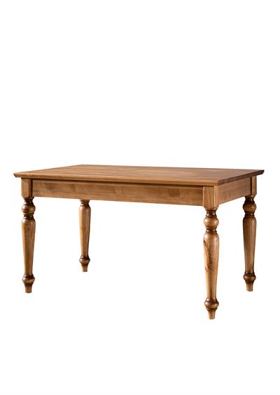 Jardin Doğal Ahşap Torna Ayak Dikdörtgen Masa Takımı 140x80 cm - 4 Doğal Ahşap Hazeranlı Sandalye Modern Şık Tasarım