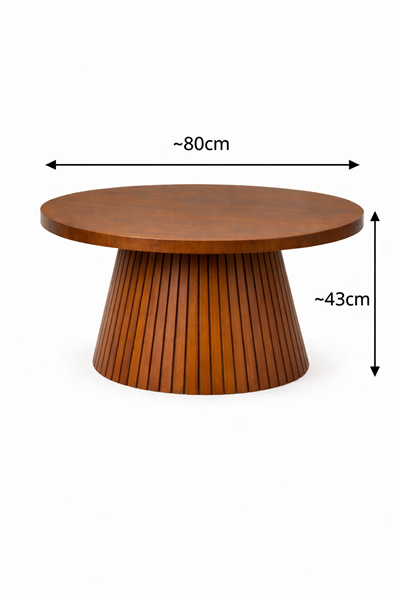 Kayın Fıçı Çizgili Orta Sehpa 80×80 cm 43 cm Ahşap Orta Sehpa