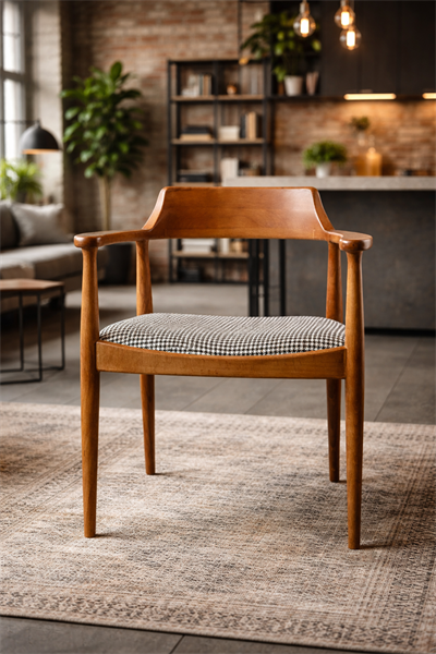 Kerben Doğal Ahşap Naturel Renk Kayın Sandalye Detaylı İşçilik Modern Şık Tasarım