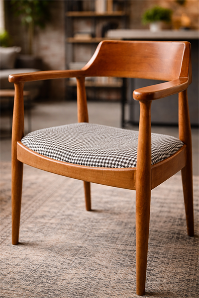 Kerben Doğal Ahşap Naturel Renk Kayın Sandalye Detaylı İşçilik Modern Şık Tasarım