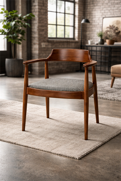 Kerben Natural Ahşap Ceviz Renk Kayın Sandalye Detaylı İşçilik Modern Şık Tasarım