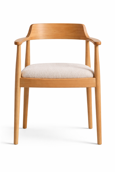 Kerben Natural Kayın Ahşap Kolçaklı Sandalye Detaylı İşçilik Modern Şık Tasarım