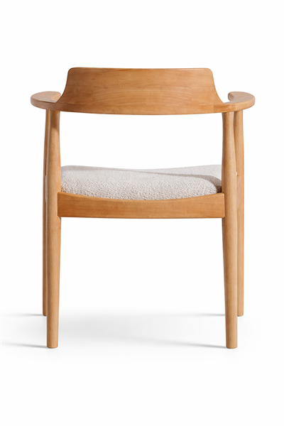 Kerben Natural Kayın Ahşap Kolçaklı Sandalye Detaylı İşçilik Modern Şık Tasarım