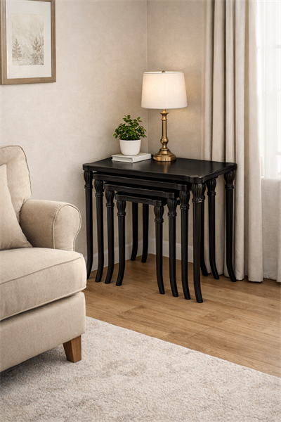 Klasik Ayaklı Ahşap Zigon Sehpa Seti – 4lü – Salon İçin
