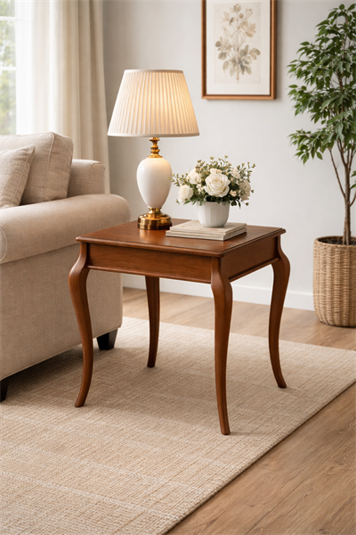 Klasik Kare Yan Sehpa 56x56x57 cm – Dekoratif Salon Sehpası