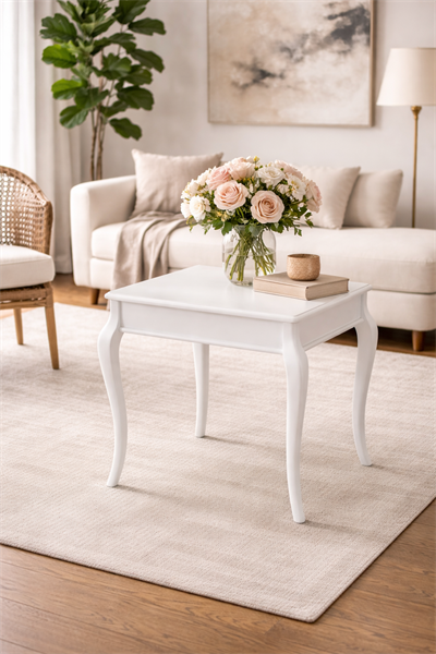 Klasik Kare Yan Sehpa 56x56x57 cm – Dekoratif Salon Sehpası