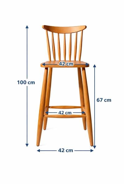 Komple Kayın Ağacı Bar Sandalyesi | 67 cm Oturum Yüksekliği | Montajlı