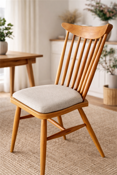 Lale Natural Ahşap Kayın Sandalye Detaylı İşçilik Modern Şık Tasarım