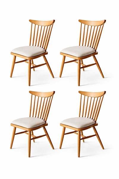 Lale Natural Ahşap Kayın Sandalye Detaylı İşçilik Modern Şık Tasarım (4 Adet)