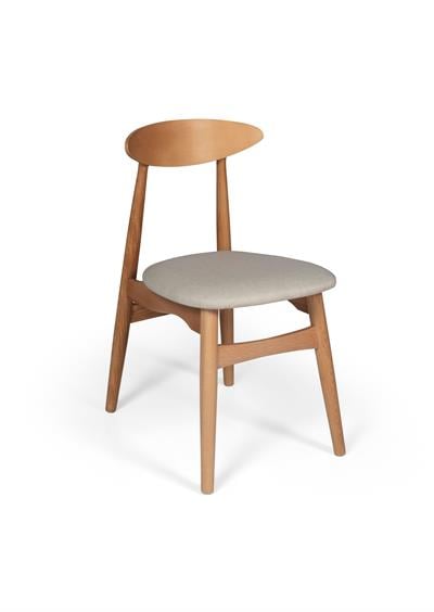 Lara Doğal Ahşap Yuvarlak Masa Takımı 100x100 cm - 4 Doğal Ahşap Sandalye Modern Şık Tasarım