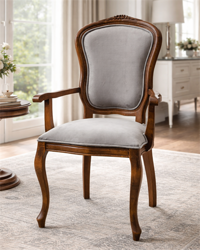 Lattomeri Doğal Ahşap Kayın Ceviz Renk Kolçaklı Sandalye Detaylı İşçilik Modern Şık Tasarım