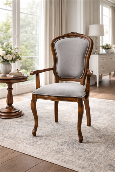 Lattomeri Doğal Ahşap Kayın Ceviz Renk Kolçaklı Sandalye Detaylı İşçilik Modern Şık Tasarım