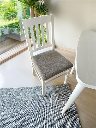 Lidya Beyaz Renk Dikdörtgen Ahşap Masa Takımı - 4 Adet Sandalye Bohem & İskandinav Şık Tasarım