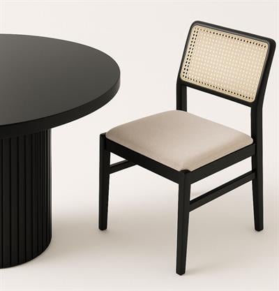 Lilyum Doğal Ahşap Siyah Renk Masa Takımı 100x100 Cm - 4 Adet Hazeranlı Sandalye  Bohem & İskandinav Şık Tasarım