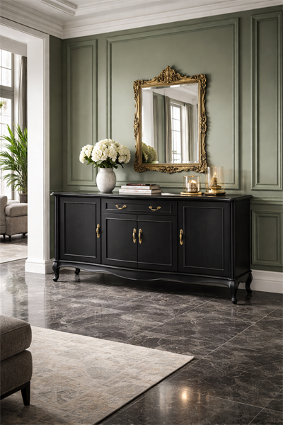 Liora Klasik Ahşap Konsol – Kapaklı ve Çekmeceli Salon Büfesi – 180 × 49 × 97 cm