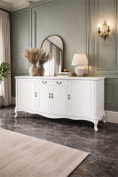 Liora Klasik Ahşap Konsol – Kapaklı ve Çekmeceli Salon Büfesi – 180 × 49 × 97 cm