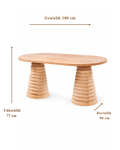 Liora Oval Ahşap Yemek Masası