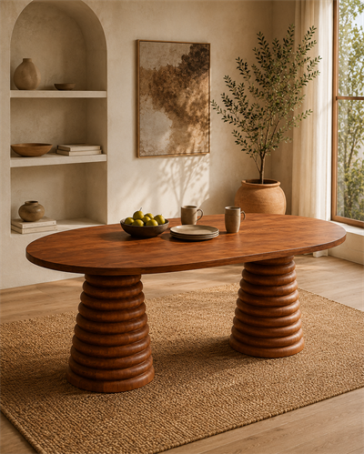 Liora Oval Ahşap Yemek Masası