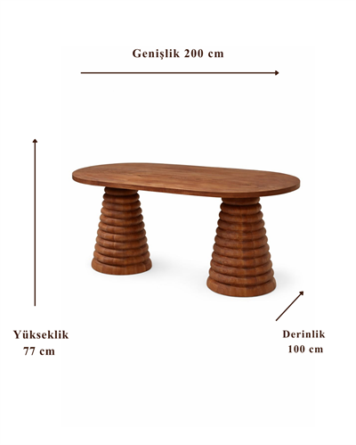 Liora Oval Ahşap Yemek Masası