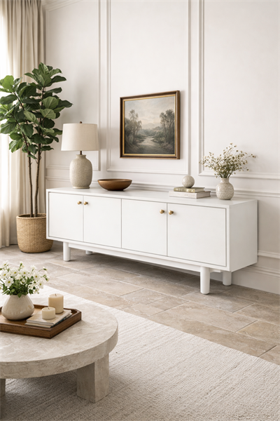 Lorin Ahşap Konsol – Uzun Kapaklı Modern Salon Büfesi – 220 × 49 × 84 cm