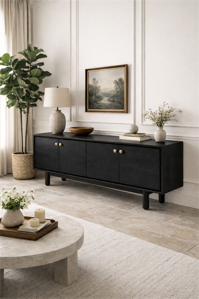 Lorin Ahşap Konsol – Uzun Kapaklı Modern Salon Büfesi – 220 × 49 × 84 cm