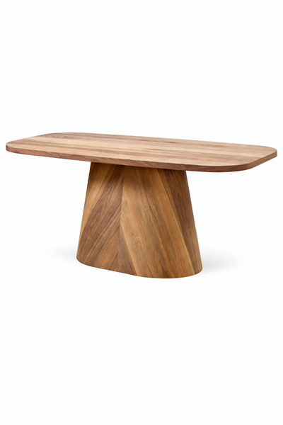 Lunvera Doğal Ahşap Oval Yemek Masası Torna Ayak Modern Tasarım | Alberohome
