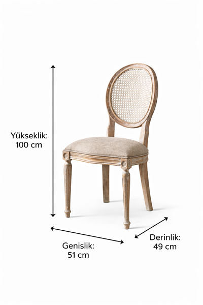Luz Doğal Ahşap Kayın Krem Renk Hazeranlı Eskitme Sandalye Detaylı İşçilik Modern Şık Tasarım