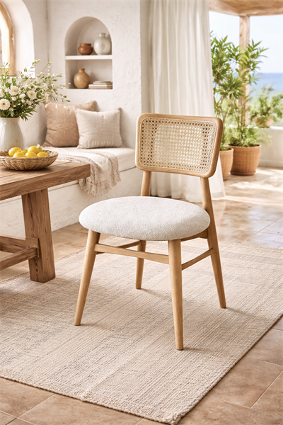 Mabel Natural Ahşap Hazeranlı Kayın Sandalye Detaylı İşçilik Modern Şık Tasarım 