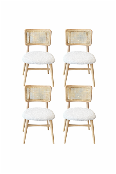 Mabel Natural Ahşap Hazeranlı Kayın Sandalye Detaylı İşçilik Modern Şık Tasarım (4 Adet)