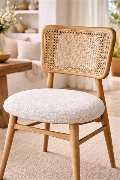 Mabel Natural Ahşap Hazeranlı Kayın Sandalye Detaylı İşçilik Modern Şık Tasarım (4 Adet)